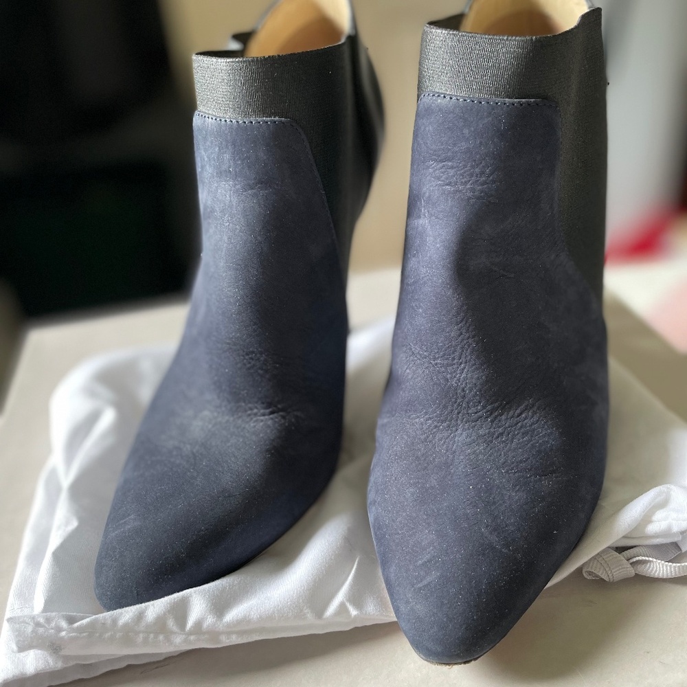 Jimmy Choo | Blue Nubuk Matte Leather Ankle Boot | Size 38
